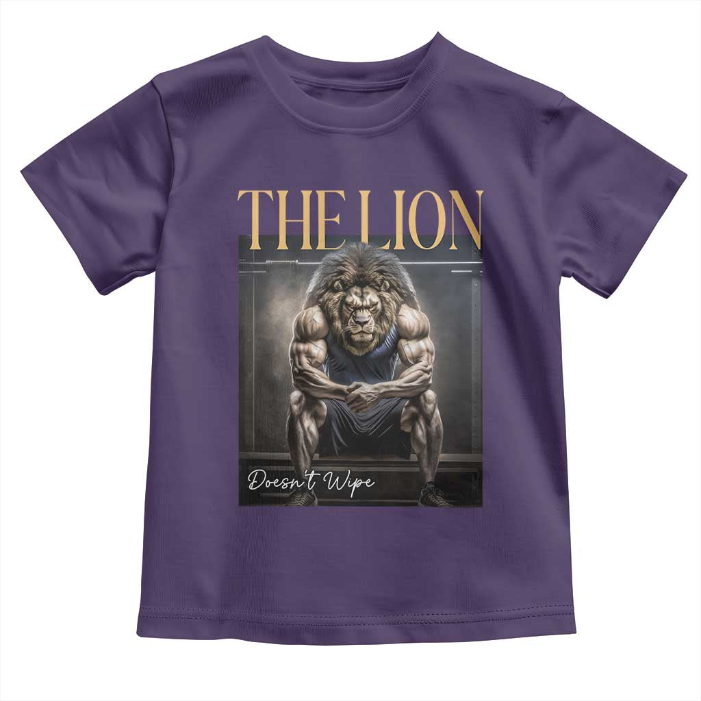 Funny The Lion Doesnt Wipe Toddler T Shirt Gen Z Joke Brainrot Raunchy Meme TS11 Purple Print Your Wear