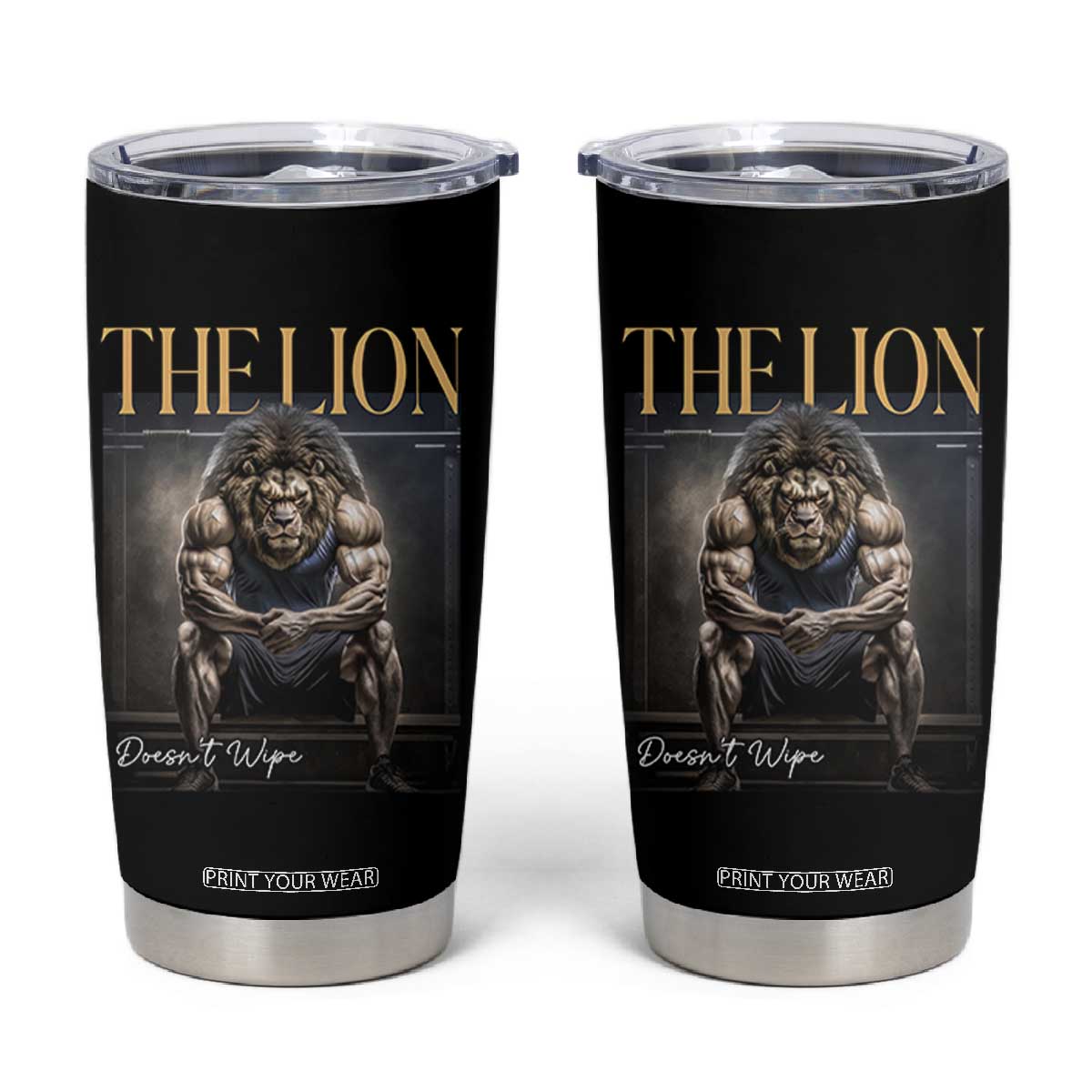 Funny The Lion Doesnt Wipe Tumbler Cup Gen Z Joke Brainrot Raunchy Meme TS11 Black Print Your Wear