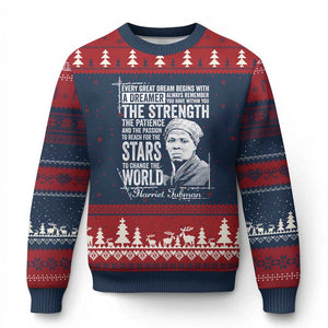 Harriet Tubman Quote Ugly Christmas Sweater Every Great Dream Begins With A Dreamer Black History TS11 Navy Red Print Your Wear