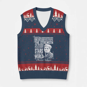 Harriet Tubman Quote V-Neck Knit Sweater Vest Every Great Dream Begins With A Dreamer Black History TS11 Navy Red Print Your Wear