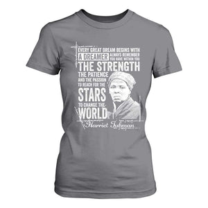 Harriet Tubman Quote T Shirt For Women Every Great Dream Begins With A Dreamer Black History TS11 Charcoal Print Your Wear