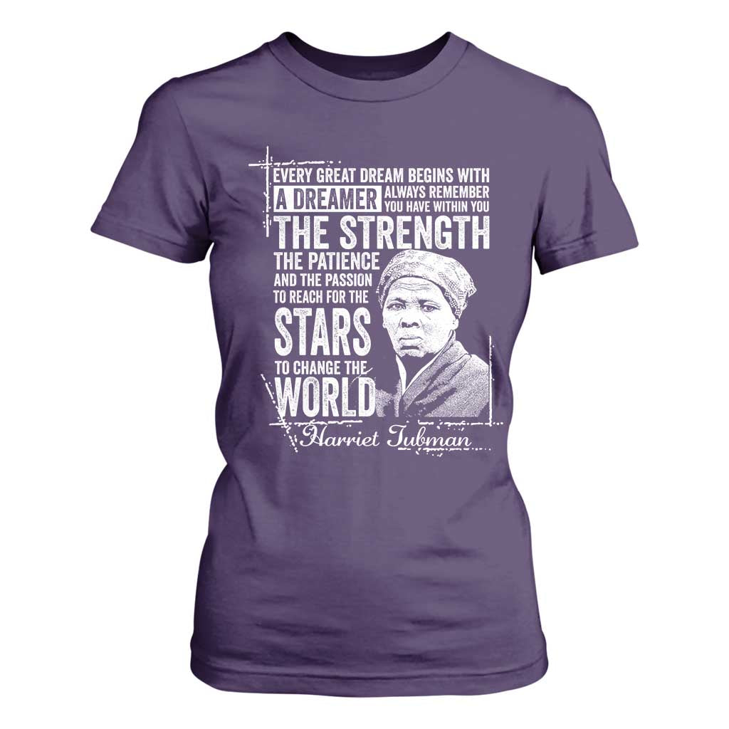 Harriet Tubman Quote T Shirt For Women Every Great Dream Begins With A Dreamer Black History TS11 Purple Print Your Wear