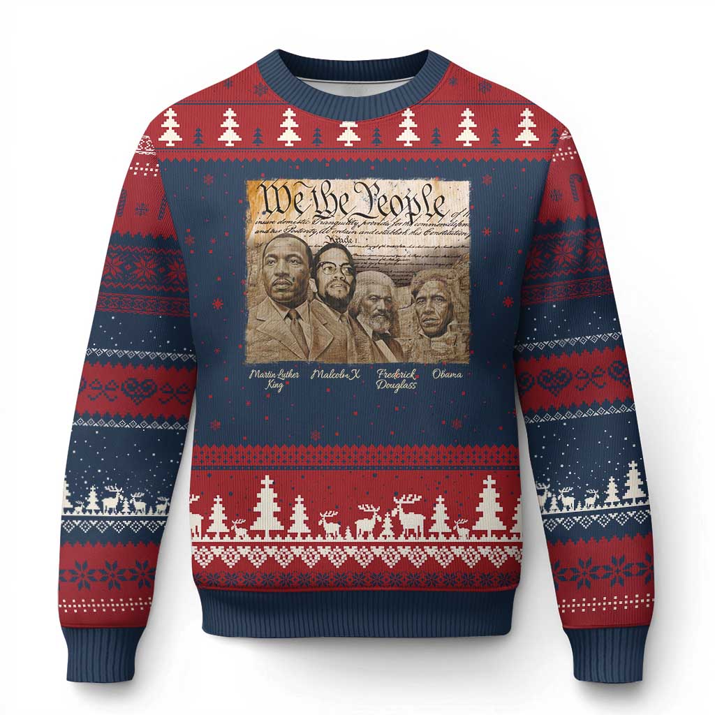 Civil Right Leaders Ugly Christmas Sweater Martin Luther King Malcolm X Frederick Douglass Obama Black History Month TS11 Navy Red Print Your Wear