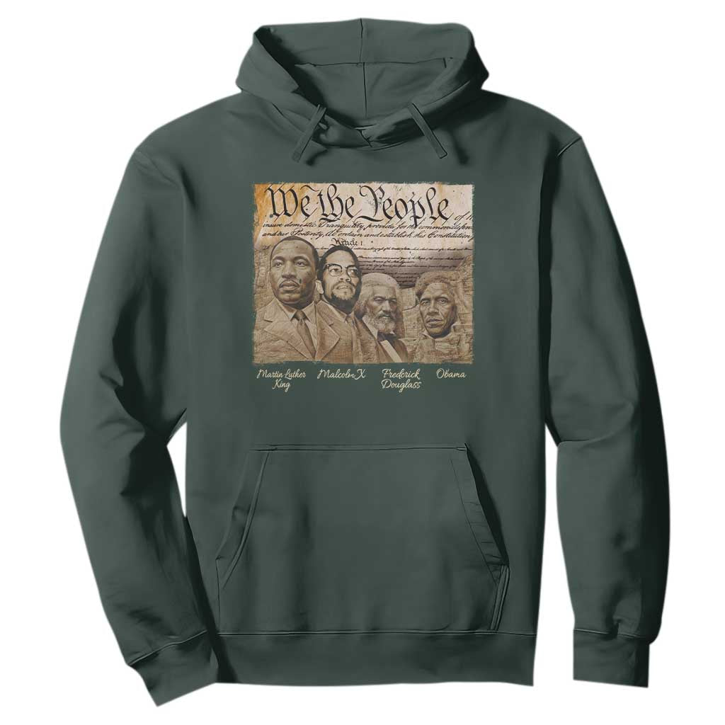 Civil Right Leaders Hoodie Martin Luther King Malcolm X Frederick Douglass Obama Black History Month TS11 Dark Forest Green Print Your Wear