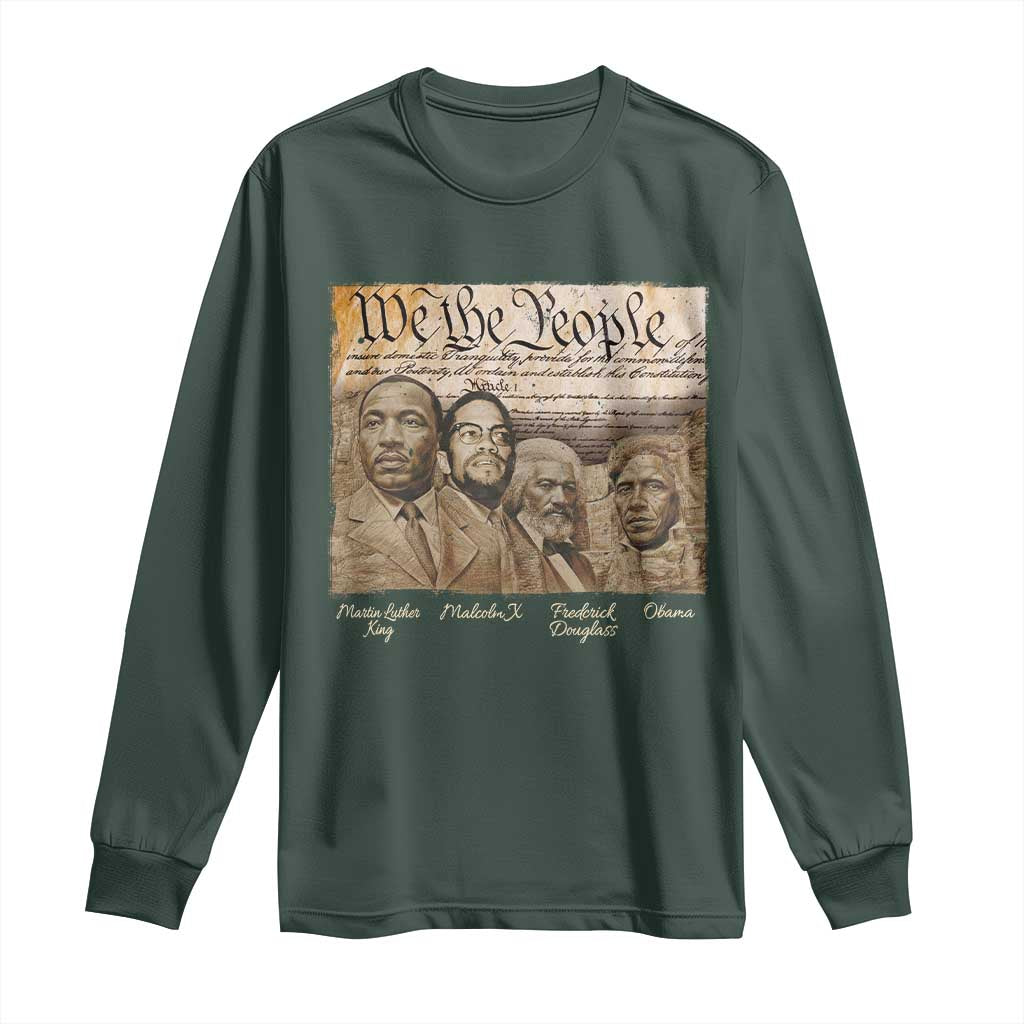 Civil Right Leaders Long Sleeve Shirt Martin Luther King Malcolm X Frederick Douglass Obama Black History Month TS11 Dark Forest Green Print Your Wear