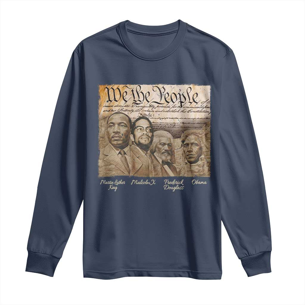 Civil Right Leaders Long Sleeve Shirt Martin Luther King Malcolm X Frederick Douglass Obama Black History Month TS11 Navy Print Your Wear