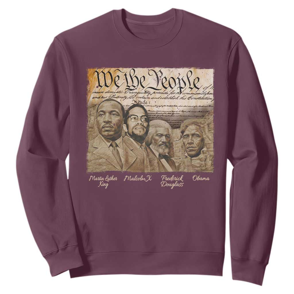Civil Right Leaders Sweatshirt Martin Luther King Malcolm X Frederick Douglass Obama Black History Month TS11 Maroon Print Your Wear