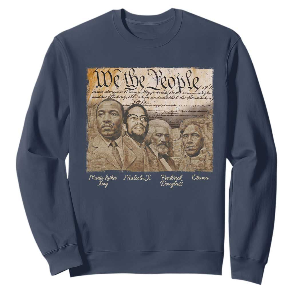 Civil Right Leaders Sweatshirt Martin Luther King Malcolm X Frederick Douglass Obama Black History Month TS11 Navy Print Your Wear