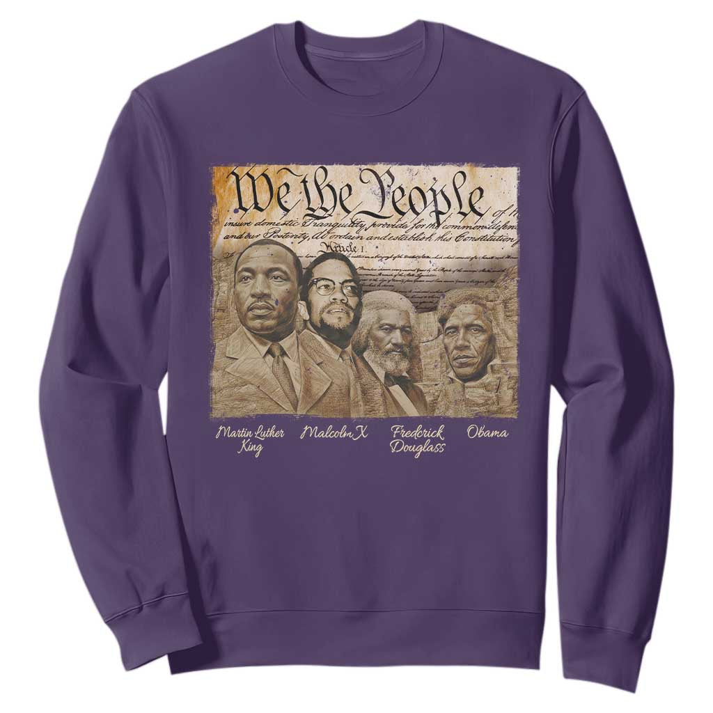 Civil Right Leaders Sweatshirt Martin Luther King Malcolm X Frederick Douglass Obama Black History Month TS11 Purple Print Your Wear