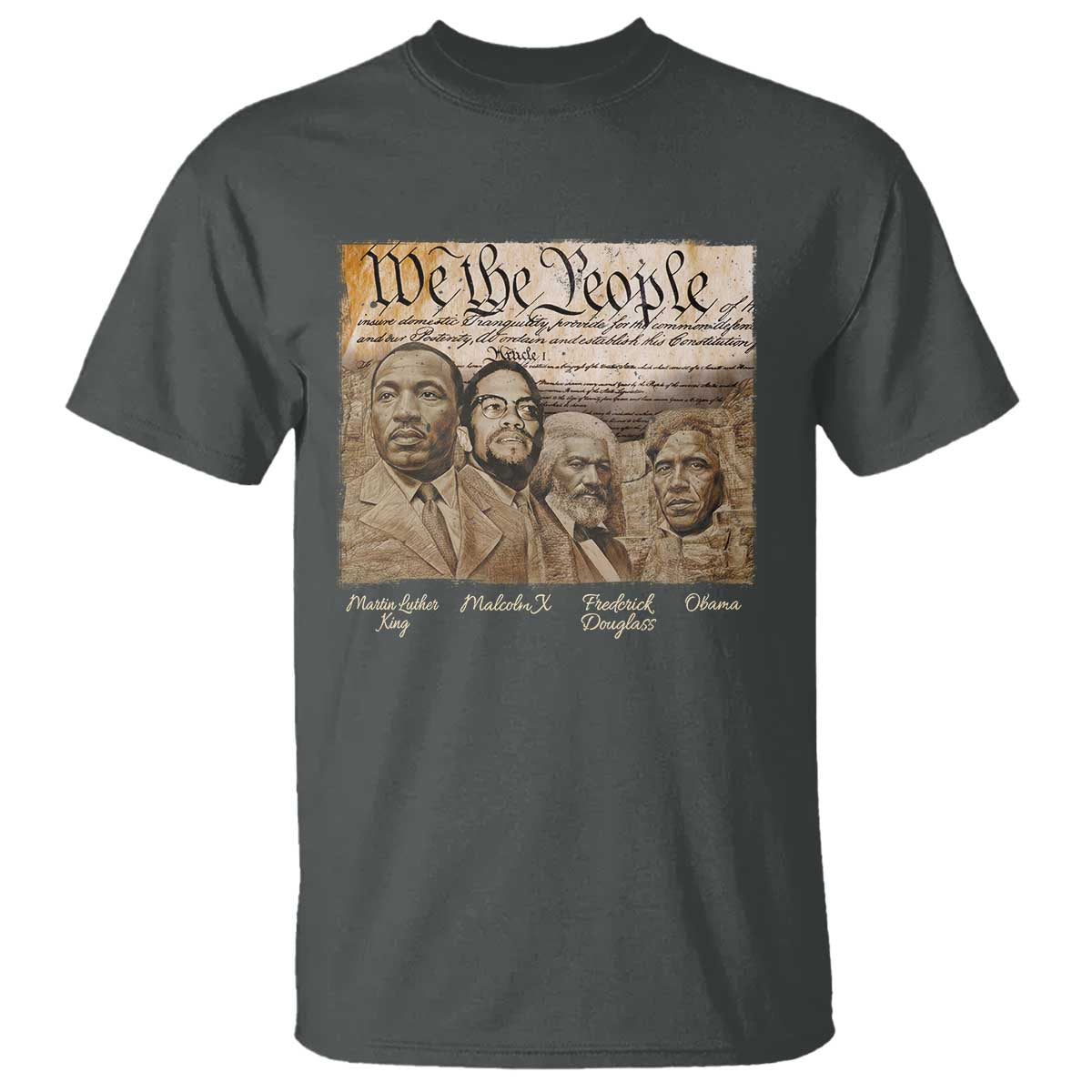 Civil Right Leaders T Shirt Martin Luther King Malcolm X Frederick Douglass Obama Black History Month TS11 Dark Heather Print Your Wear