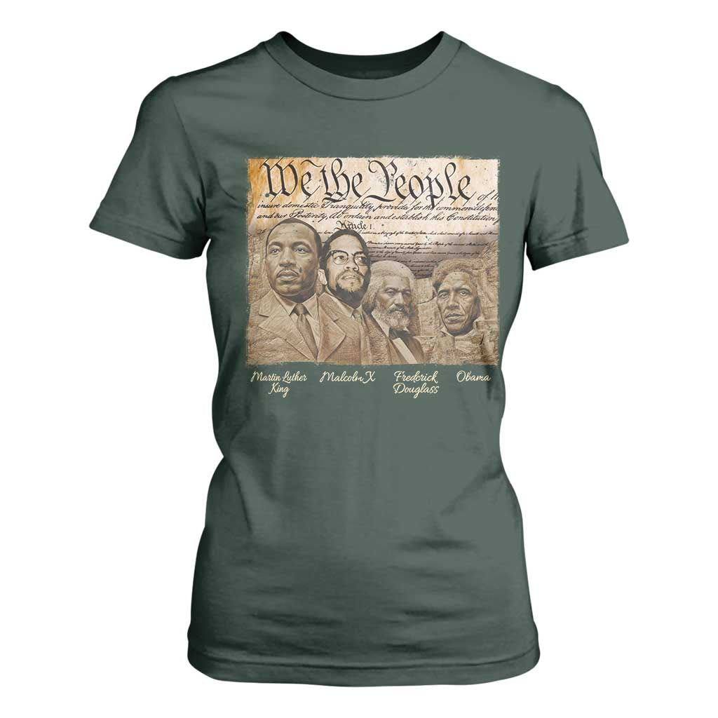 Civil Right Leaders T Shirt For Women Martin Luther King Malcolm X Frederick Douglass Obama Black History Month TS11 Dark Forest Green Print Your Wear