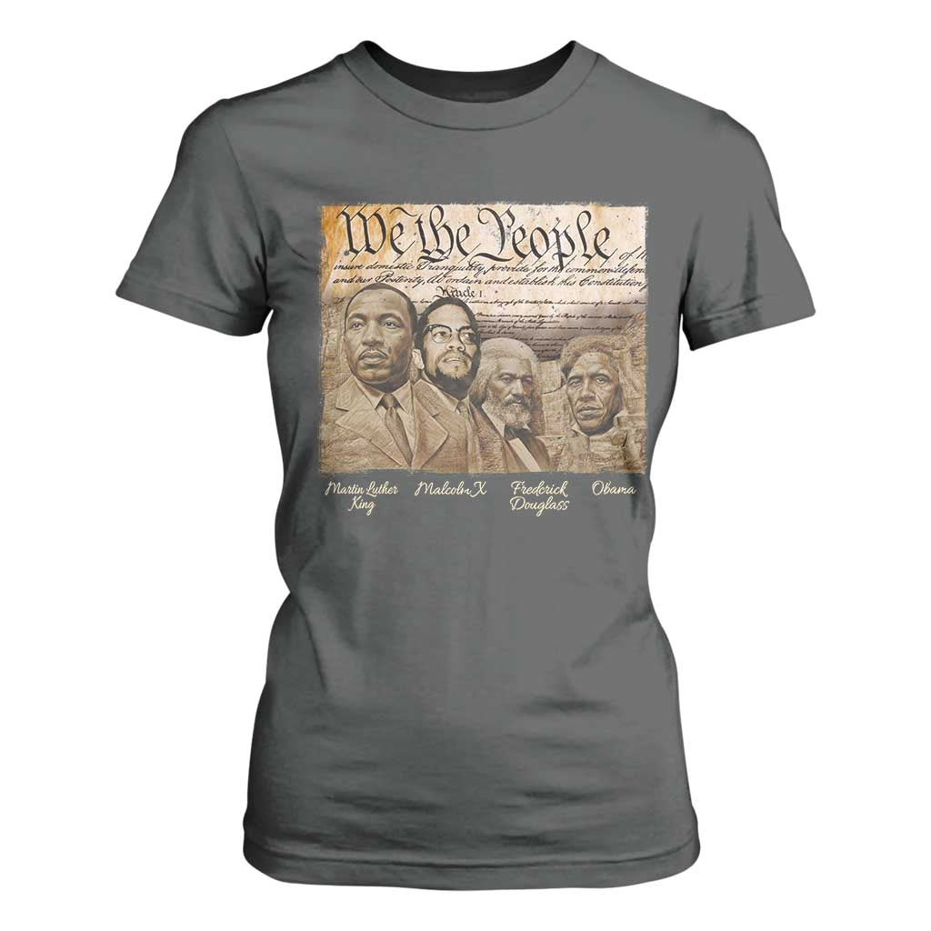 Civil Right Leaders T Shirt For Women Martin Luther King Malcolm X Frederick Douglass Obama Black History Month TS11 Dark Heather Print Your Wear