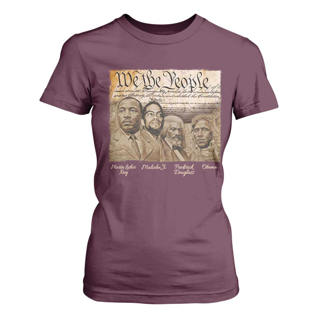 Civil Right Leaders T Shirt For Women Martin Luther King Malcolm X Frederick Douglass Obama Black History Month TS11 Maroon Print Your Wear