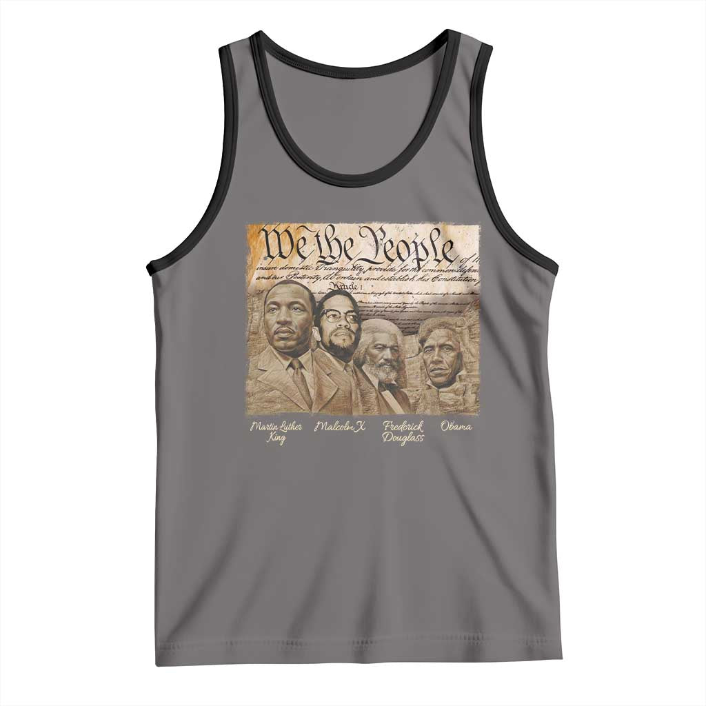 Civil Right Leaders Tank Top Martin Luther King Malcolm X Frederick Douglass Obama Black History Month TS11 Deep Heather Black Print Your Wear