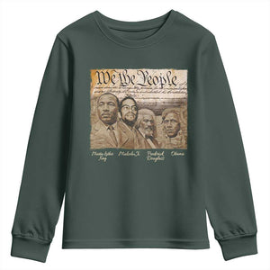 Civil Right Leaders Youth Sweatshirt Martin Luther King Malcolm X Frederick Douglass Obama Black History Month TS11 Dark Forest Green Print Your Wear