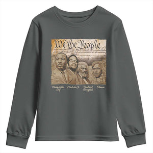 Civil Right Leaders Youth Sweatshirt Martin Luther King Malcolm X Frederick Douglass Obama Black History Month TS11 Dark Heather Print Your Wear