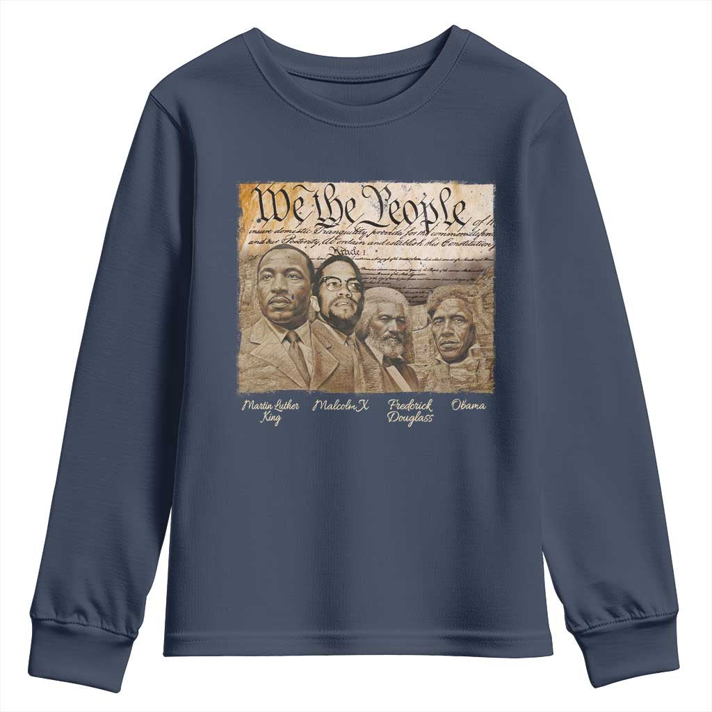 Civil Right Leaders Youth Sweatshirt Martin Luther King Malcolm X Frederick Douglass Obama Black History Month TS11 Navy Print Your Wear
