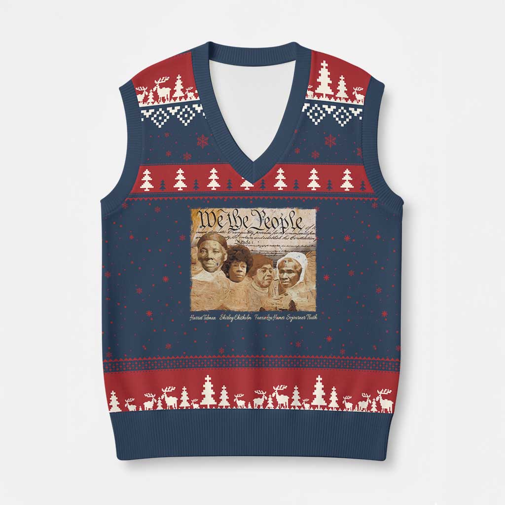 Black Women Leaders V-Neck Knit Sweater Vest Harriet Tubman Shirley Fannie Hamer Sojourner Truth Black History Month TS11 Navy Red Print Your Wear