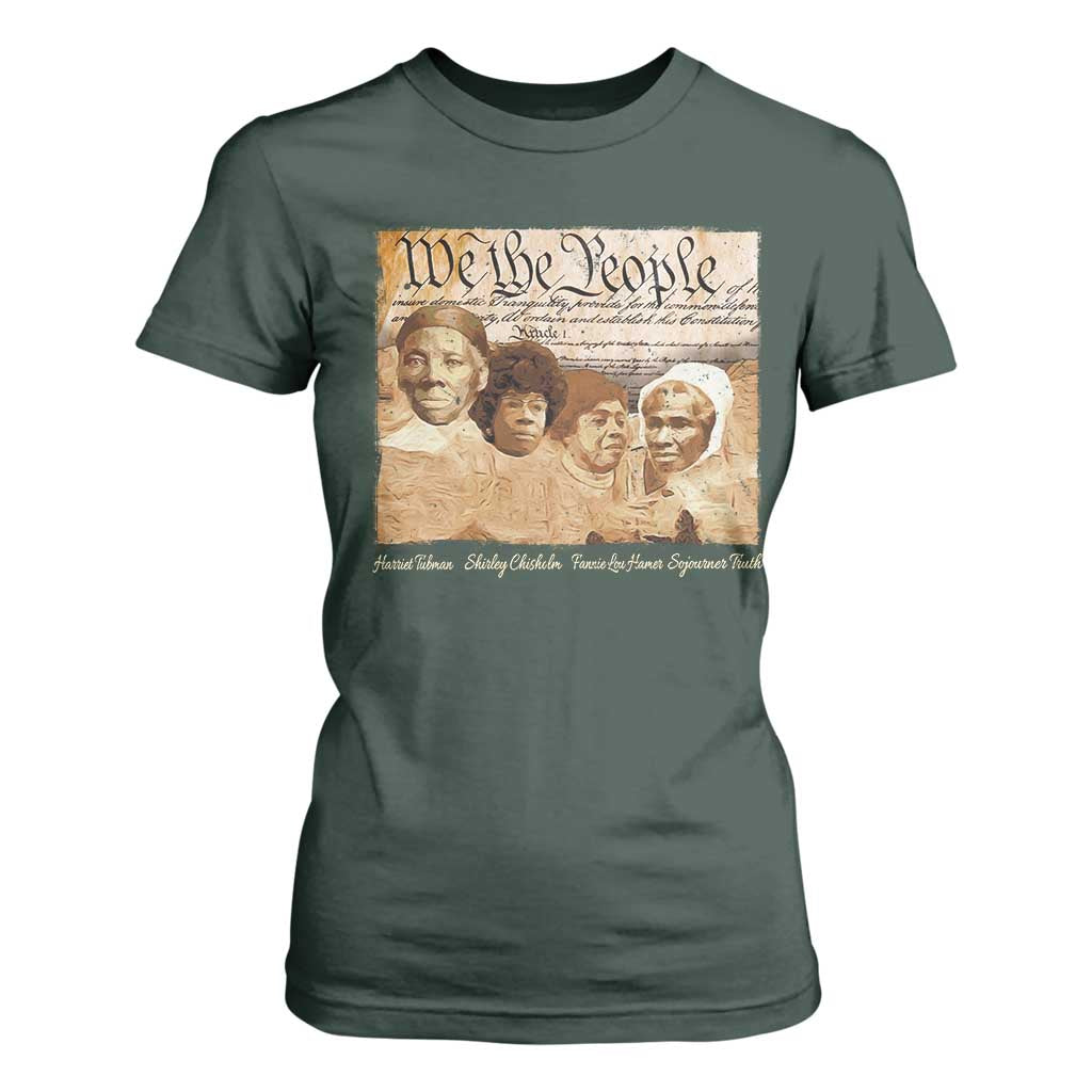 Black Women Leaders T Shirt For Women Harriet Tubman Shirley Fannie Hamer Sojourner Truth Black History Month TS11 Dark Forest Green Print Your Wear