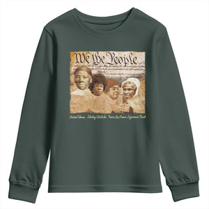 Black Women Leaders Youth Sweatshirt Harriet Tubman Shirley Fannie Hamer Sojourner Truth Black History Month TS11 Dark Forest Green Print Your Wear