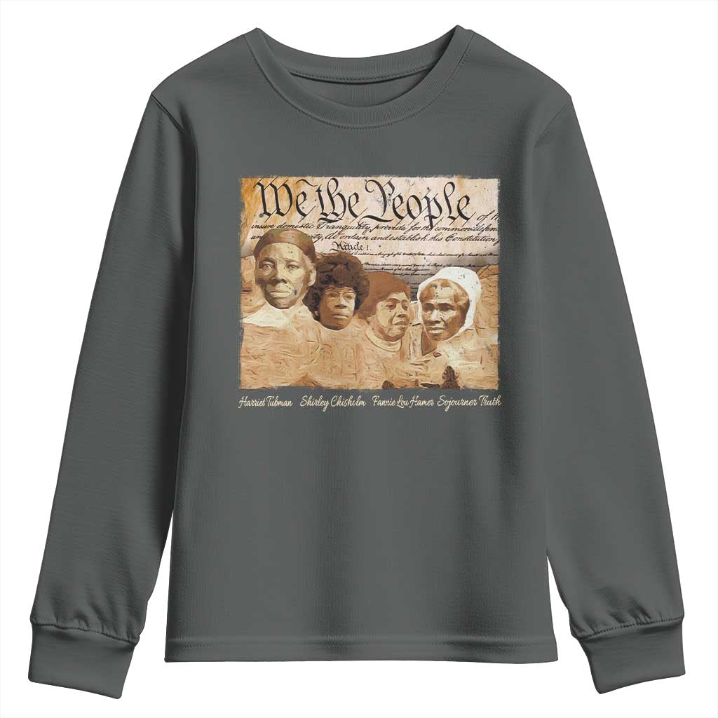 Black Women Leaders Youth Sweatshirt Harriet Tubman Shirley Fannie Hamer Sojourner Truth Black History Month TS11 Dark Heather Print Your Wear
