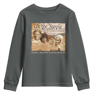 Black Women Leaders Youth Sweatshirt Harriet Tubman Shirley Fannie Hamer Sojourner Truth Black History Month TS11 Dark Heather Print Your Wear