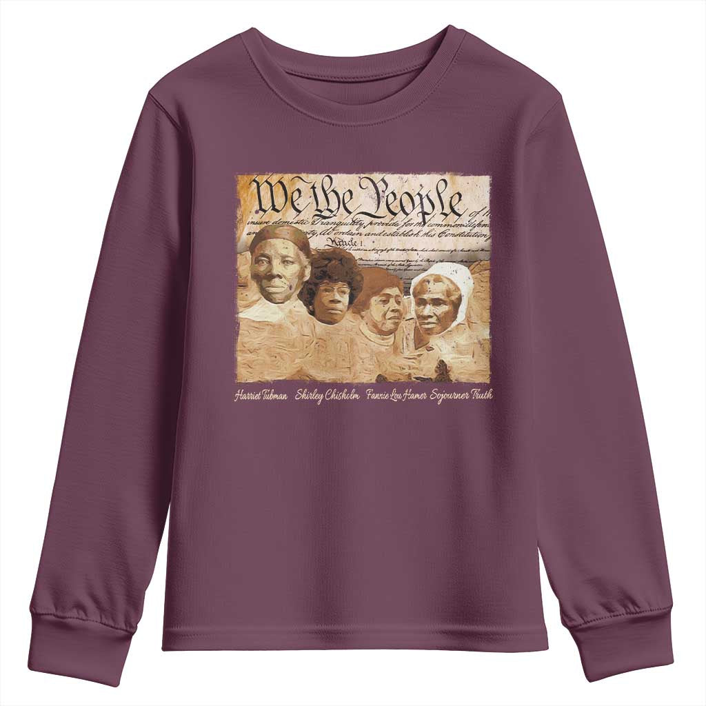 Black Women Leaders Youth Sweatshirt Harriet Tubman Shirley Fannie Hamer Sojourner Truth Black History Month TS11 Maroon Print Your Wear