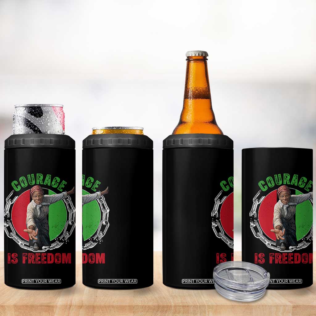 Harriet Tubman 4 in 1 Can Cooler Tumbler Courage Is Freedom Black History Hero TS11 Print Your Wear