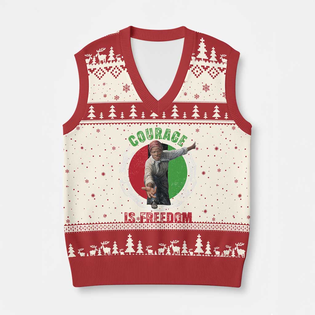 Harriet Tubman V-Neck Knit Sweater Vest Courage Is Freedom Black History Hero TS11 Beige Red Print Your Wear