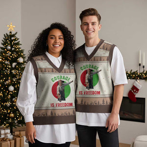 Harriet Tubman V-Neck Knit Sweater Vest Courage Is Freedom Black History Hero TS11 Mocha Mousse Print Your Wear