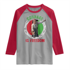 Harriet Tubman Raglan Shirt Courage Is Freedom Black History Hero TS11 Sport Gray Red Print Your Wear