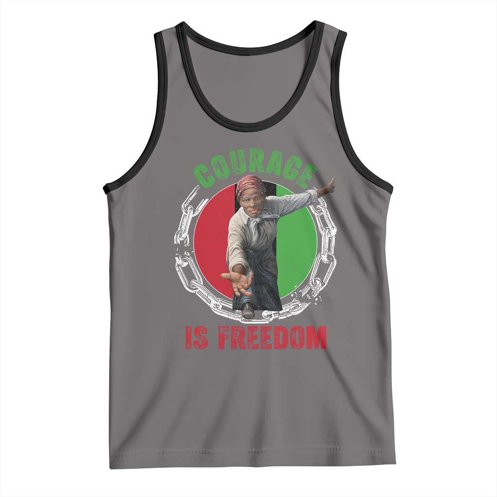 Harriet Tubman Tank Top Courage Is Freedom Black History Hero TS11 Deep Heather Black Print Your Wear