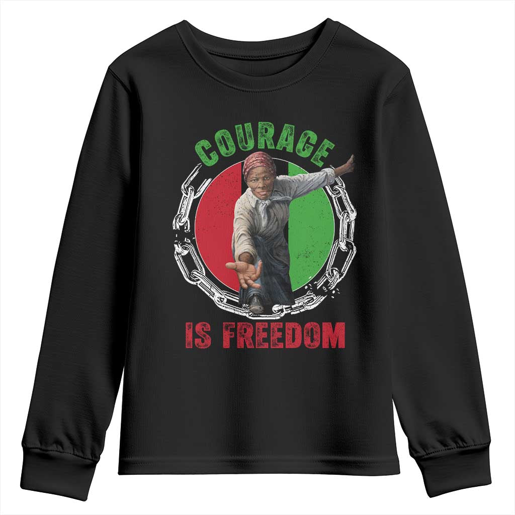 Harriet Tubman Youth Sweatshirt Courage Is Freedom Black History Hero TS11 Black Print Your Wear
