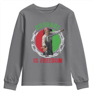 Harriet Tubman Youth Sweatshirt Courage Is Freedom Black History Hero TS11 Charcoal Print Your Wear