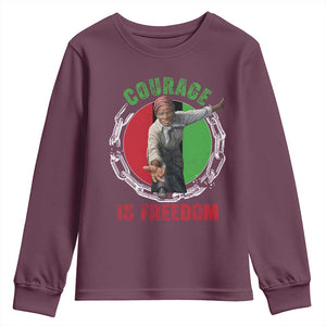Harriet Tubman Youth Sweatshirt Courage Is Freedom Black History Hero TS11 Maroon Print Your Wear