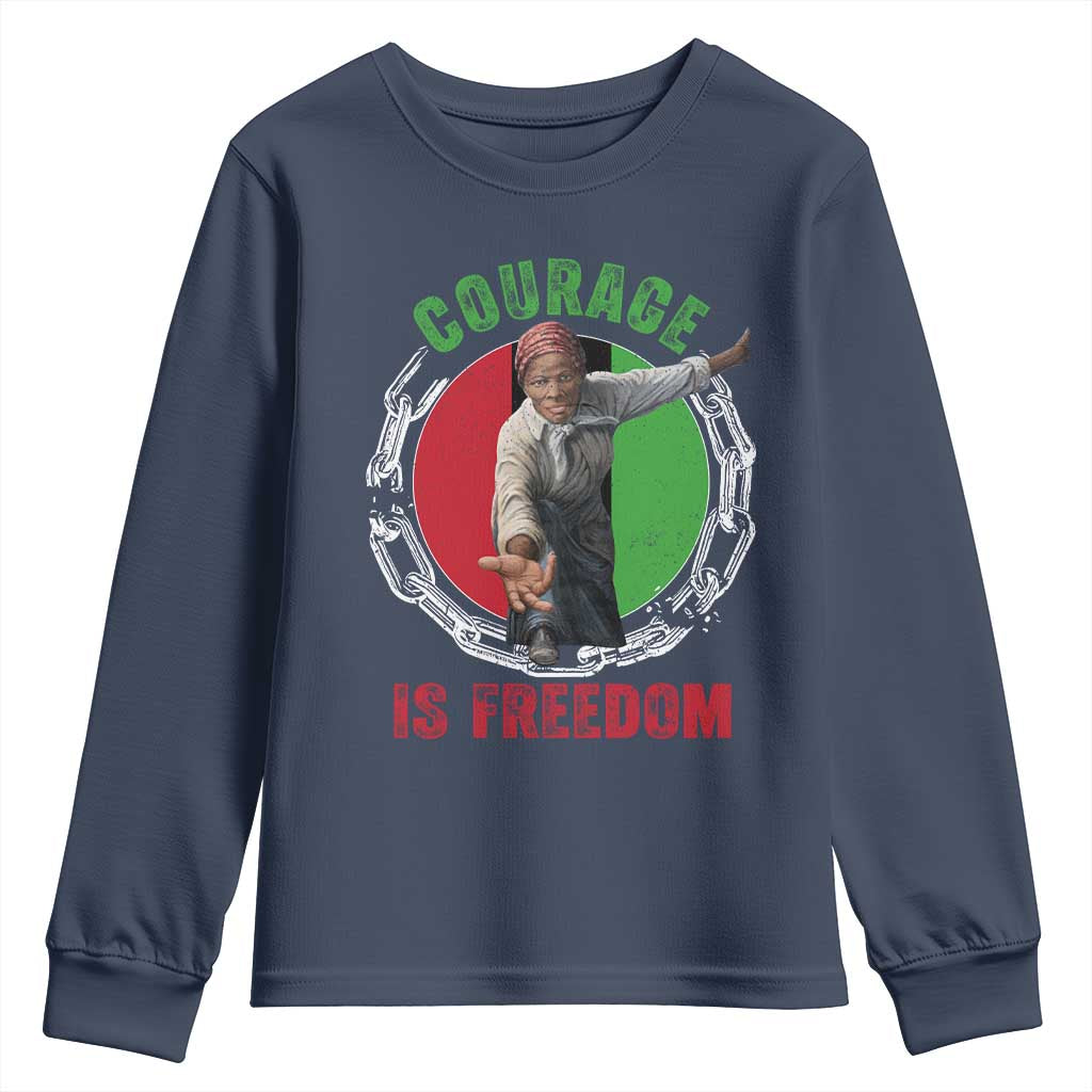 Harriet Tubman Youth Sweatshirt Courage Is Freedom Black History Hero TS11 Navy Print Your Wear