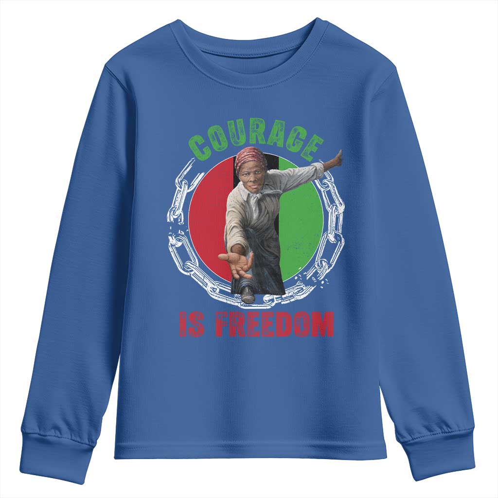Harriet Tubman Youth Sweatshirt Courage Is Freedom Black History Hero TS11 Royal Blue Print Your Wear