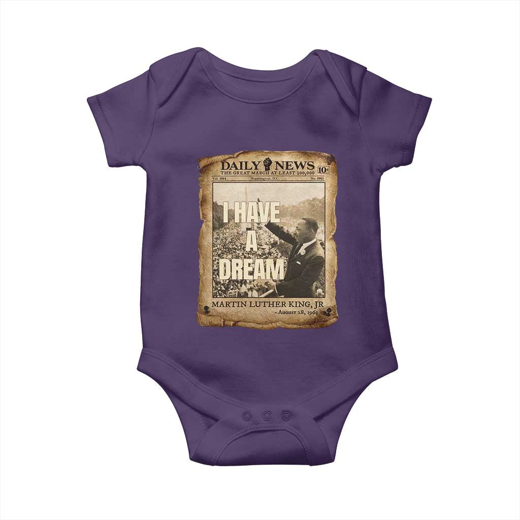 I Have A Dream Martin Luther King MLK Day Baby Onesie March On Washington Black History TS11 Purple Print Your Wear