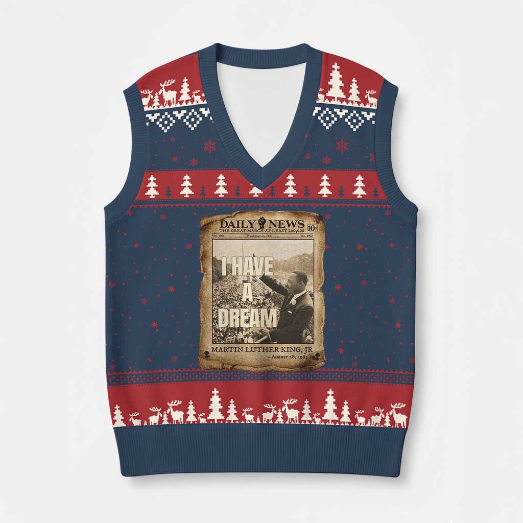 I Have A Dream Martin Luther King MLK Day V-Neck Knit Sweater Vest March On Washington Black History TS11 Navy Red Print Your Wear