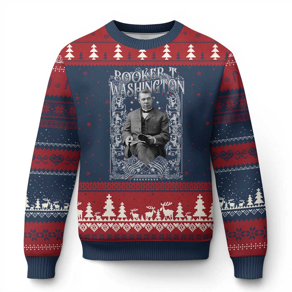 Booker Taliaferro Washington Ugly Christmas Sweater African American Educator Black History TS11 Navy Red Print Your Wear