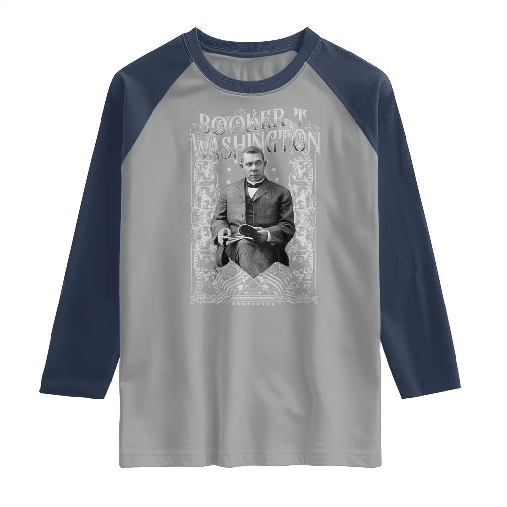 Booker Taliaferro Washington Raglan Shirt African American Educator Black History TS11 Sport Gray Navy Print Your Wear