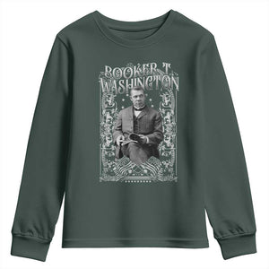 Booker Taliaferro Washington Youth Sweatshirt African American Educator Black History TS11 Dark Forest Green Print Your Wear