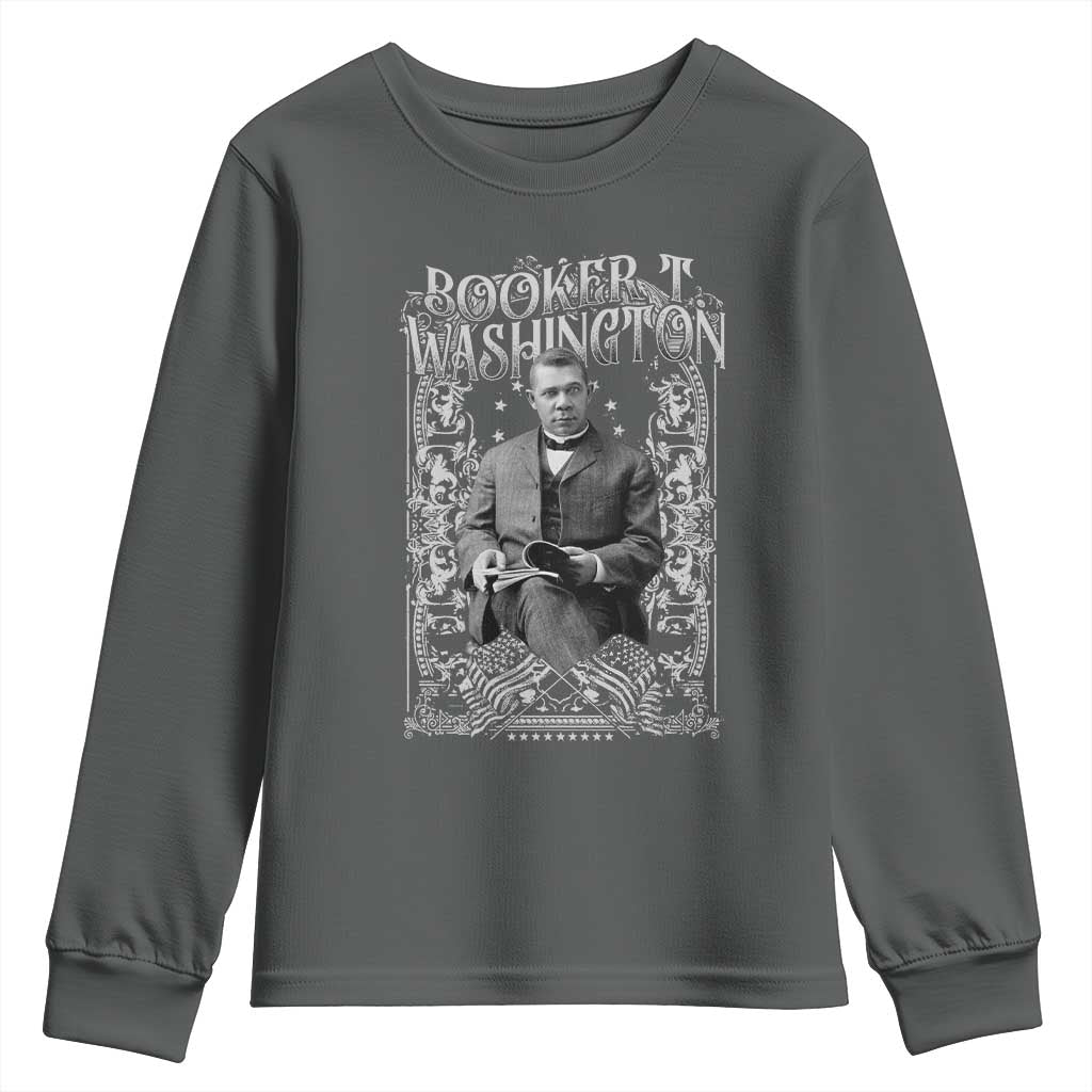 Booker Taliaferro Washington Youth Sweatshirt African American Educator Black History TS11 Dark Heather Print Your Wear