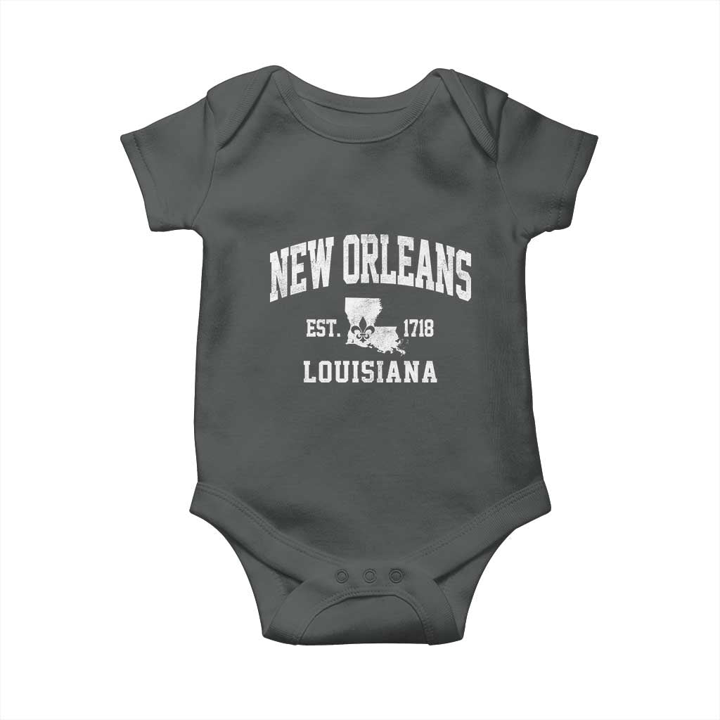 New Orleans Louisiana LA Est 1718 Baby Onesie TS11 Dark Heather Print Your Wear
