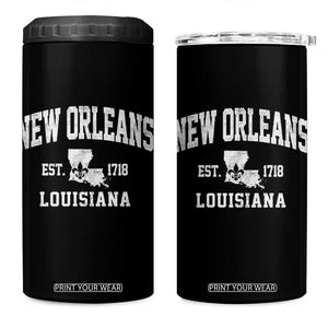 New Orleans Louisiana LA Est 1718 4 in 1 Can Cooler Tumbler TS11 One Size: 16 oz Black Print Your Wear