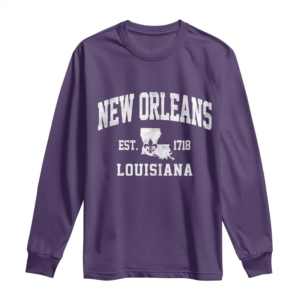 New Orleans Louisiana LA Est 1718 Long Sleeve Shirt TS11 Purple Print Your Wear