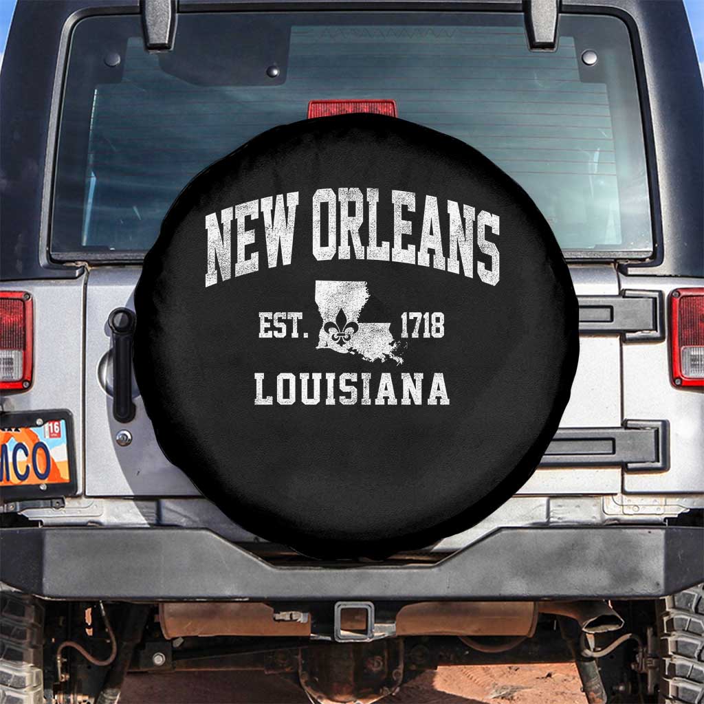 New Orleans Louisiana LA Est 1718 Spare Tire Cover TS11 No hole Black Print Your Wear