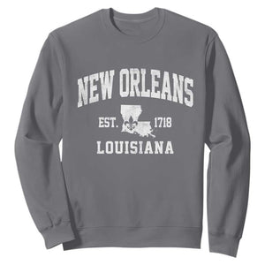 New Orleans Louisiana LA Est 1718 Sweatshirt TS11 Charcoal Print Your Wear