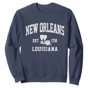 New Orleans Louisiana LA Est 1718 Sweatshirt TS11 Navy Print Your Wear
