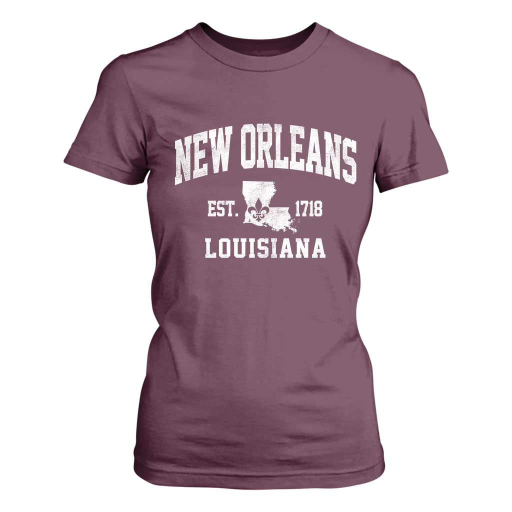 New Orleans Louisiana LA Est 1718 T Shirt For Women TS11 Maroon Print Your Wear